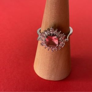 Bomb Party RBP2153 Lab Created Pink & White Topaz on Rhodium Size 10 Ring NWT
